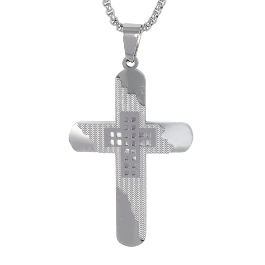 Medium Cross Necklace with 3mm Round Box Chain 24" - SCP-229**