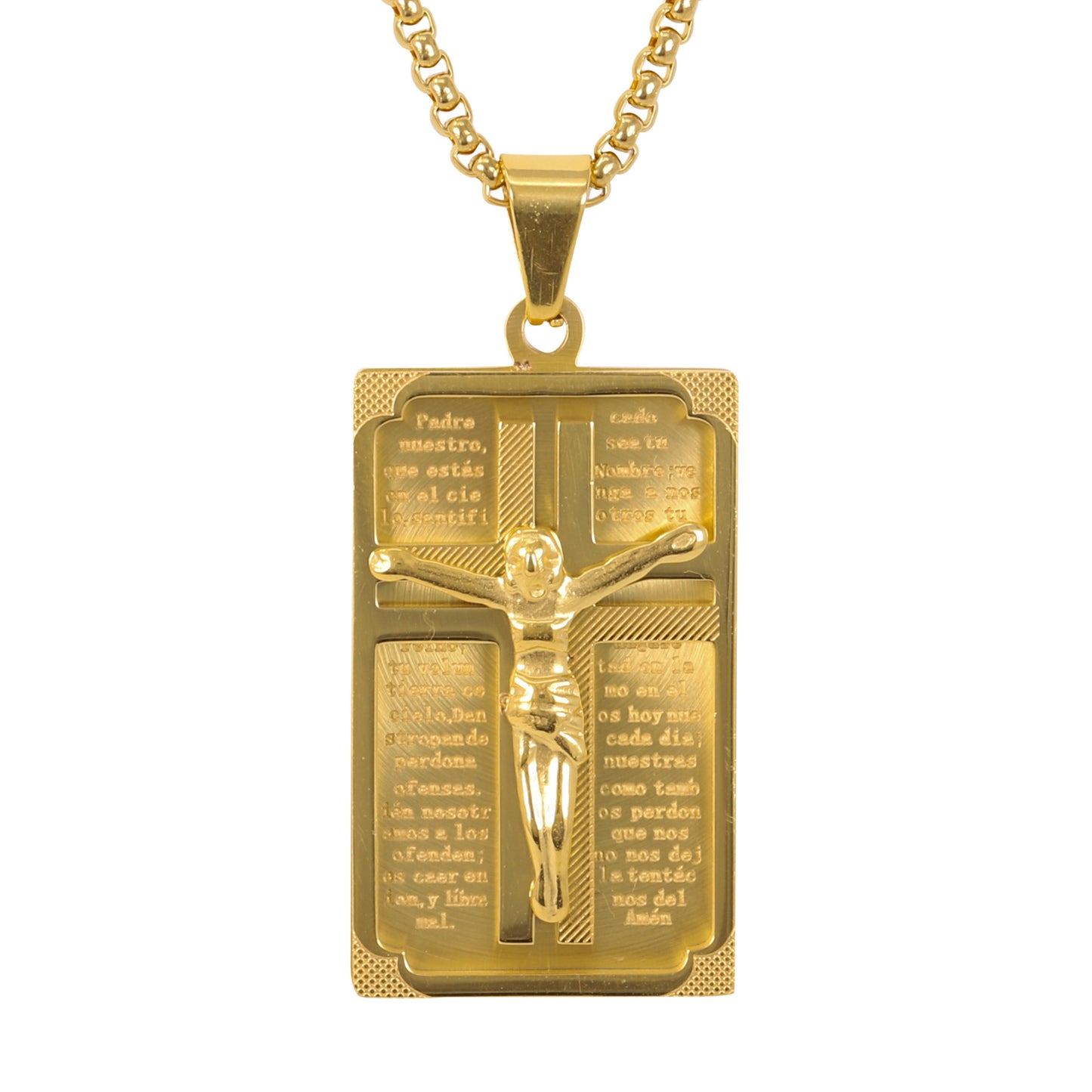 Medium Crucifix Necklace with 3mm Round Box Chain 24" - SCP-233**