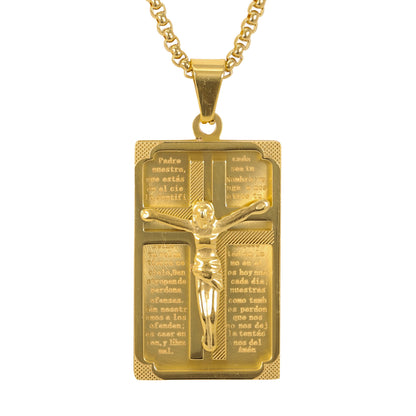 Medium Crucifix Necklace with 3mm Round Box Chain 24" - SCP-233**