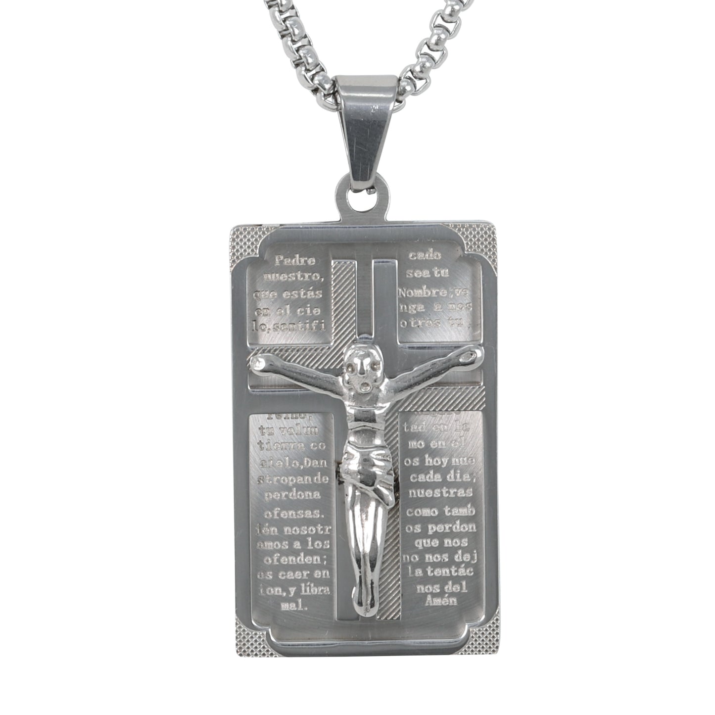 Medium Crucifix Necklace with 3mm Round Box Chain 24" - SCP-233**