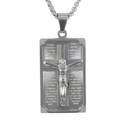 Medium Crucifix Necklace with 3mm Round Box Chain 24" - SCP-233**