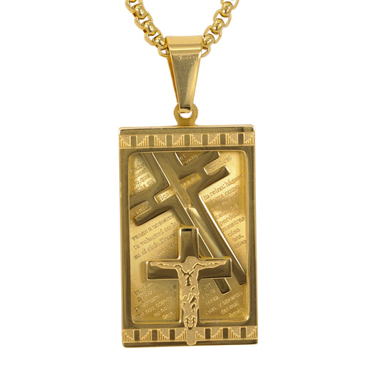 Medium Cross Necklace with 3mm Round Box Chain 24" - SCP-234**