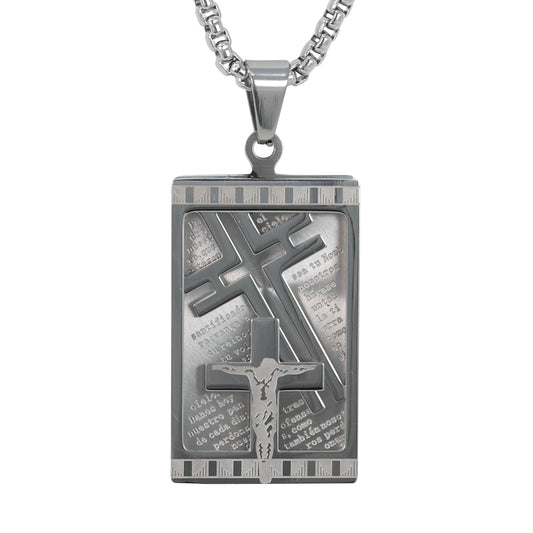 Medium Cross Necklace with 3mm Round Box Chain 24" - SCP-234**