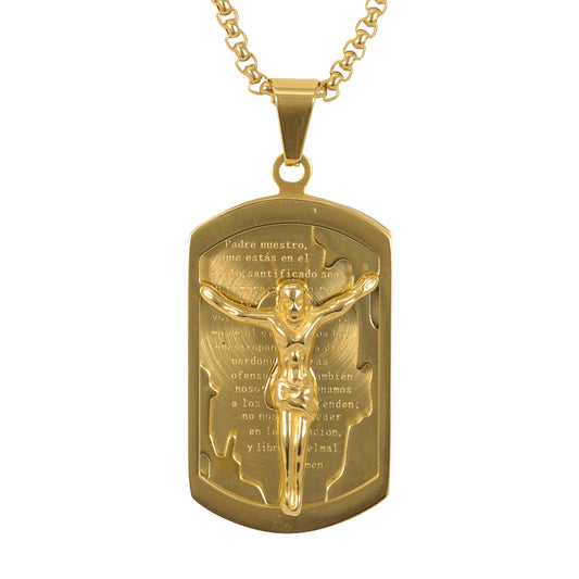 Medium Jesus Necklace with 3mm Round Box Chain 24" - SCP-235**