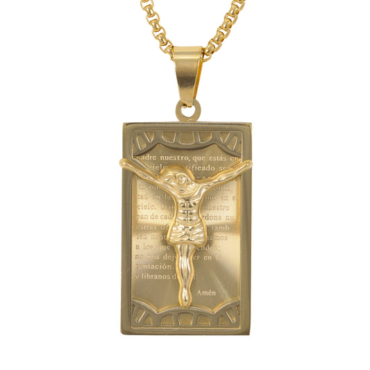 Medium Jesus Necklace with 3mm Round Box Chain 24" - SCP-236**