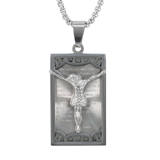 Medium Jesus Necklace with 3mm Round Box Chain 24" - SCP-236**