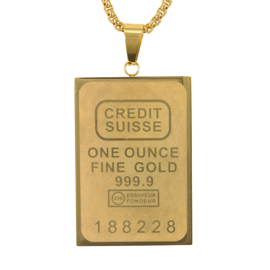 Medium Gold Necklace with 3mm Round Box Chain 24" - SCP-240**