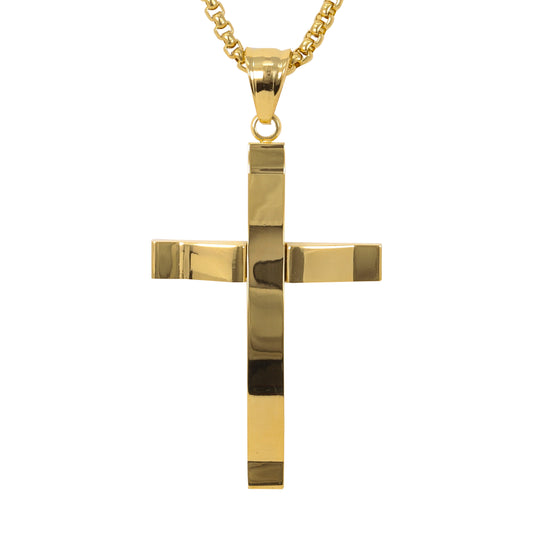 Medium Cross Necklace with 3mm Round Box Chain 24" - SCP-244**