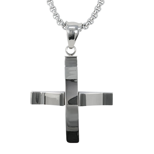 Medium Cross Necklace with 3mm Round Box Chain 24" - SCP-244**