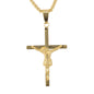 Medium Crucifix Necklace with 3mm Round Box Chain 24" - SCP-245**