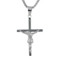 Medium Crucifix Necklace with 3mm Round Box Chain 24" - SCP-245**