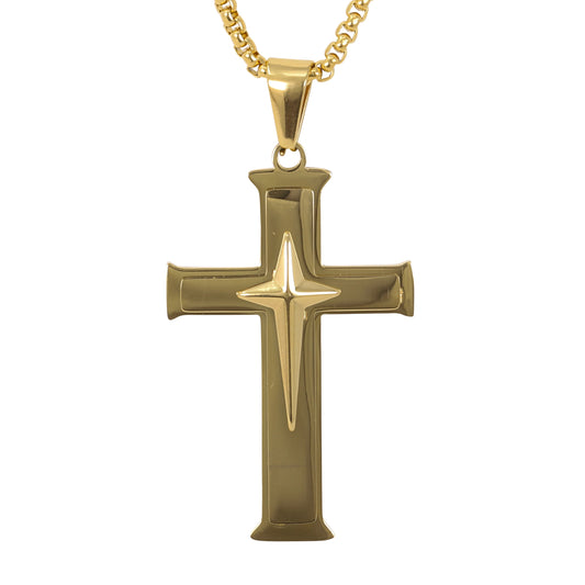 Medium Cross Necklace with 3mm Round Box Chain 24" - SCP-248**