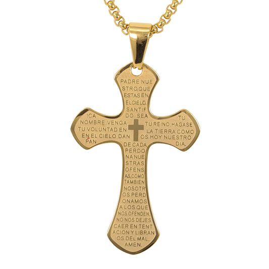 Medium Cross Necklace with 3mm Round Box Chain 24" - SCP-250**