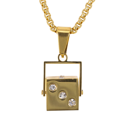 Medium Dice Necklace with 3mm Round Box Chain 24" - SCP-256**