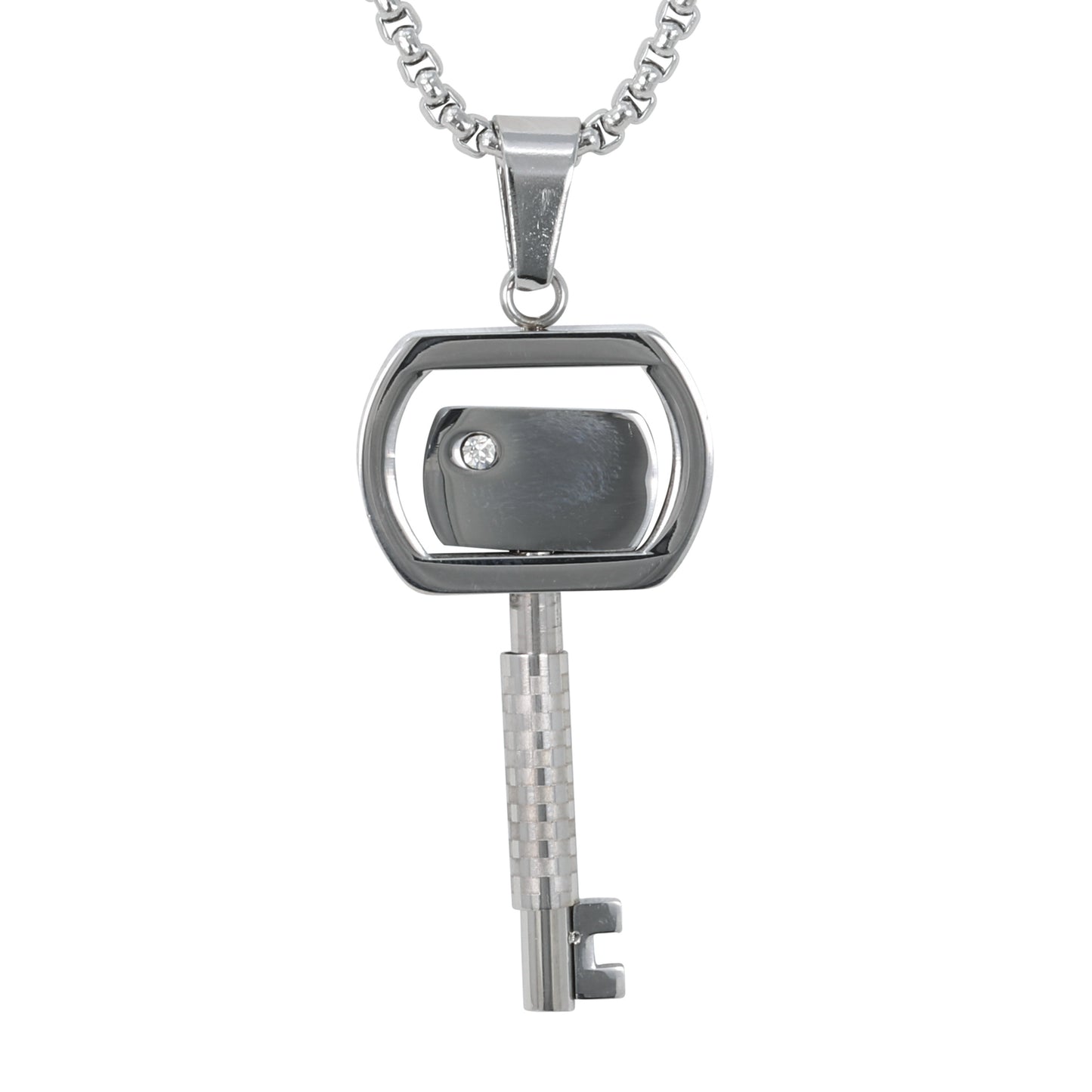 Medium Key Necklace with 3mm Round Box Chain 24" - SCP-259**