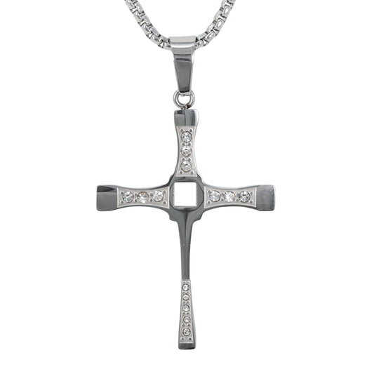 Medium Cross Necklace with 3mm Round Box Chain 24" - SCP-260**