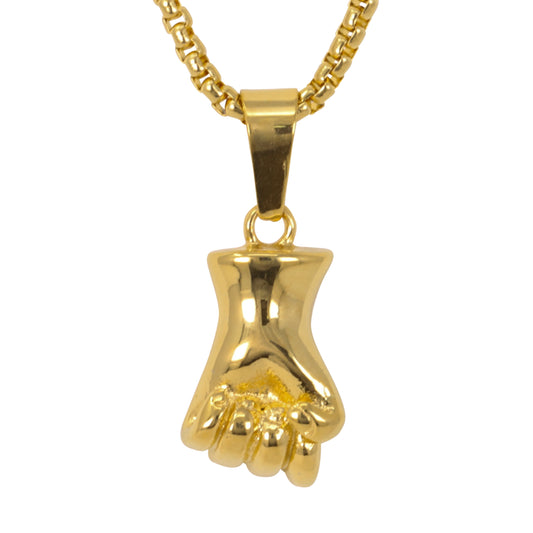 Medium Fist Necklace with 3mm Round Box Chain 24" - SCP-261**