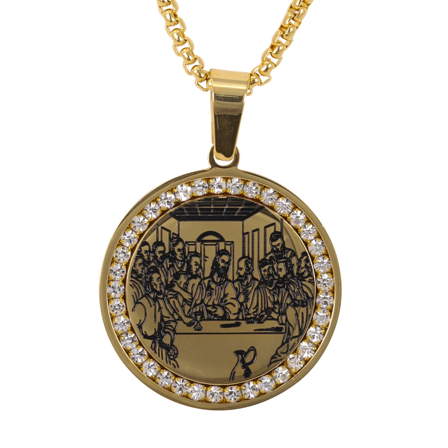 Medium Last Supper Necklace with 3mm Round Box Chain 24" - SCP-262**
