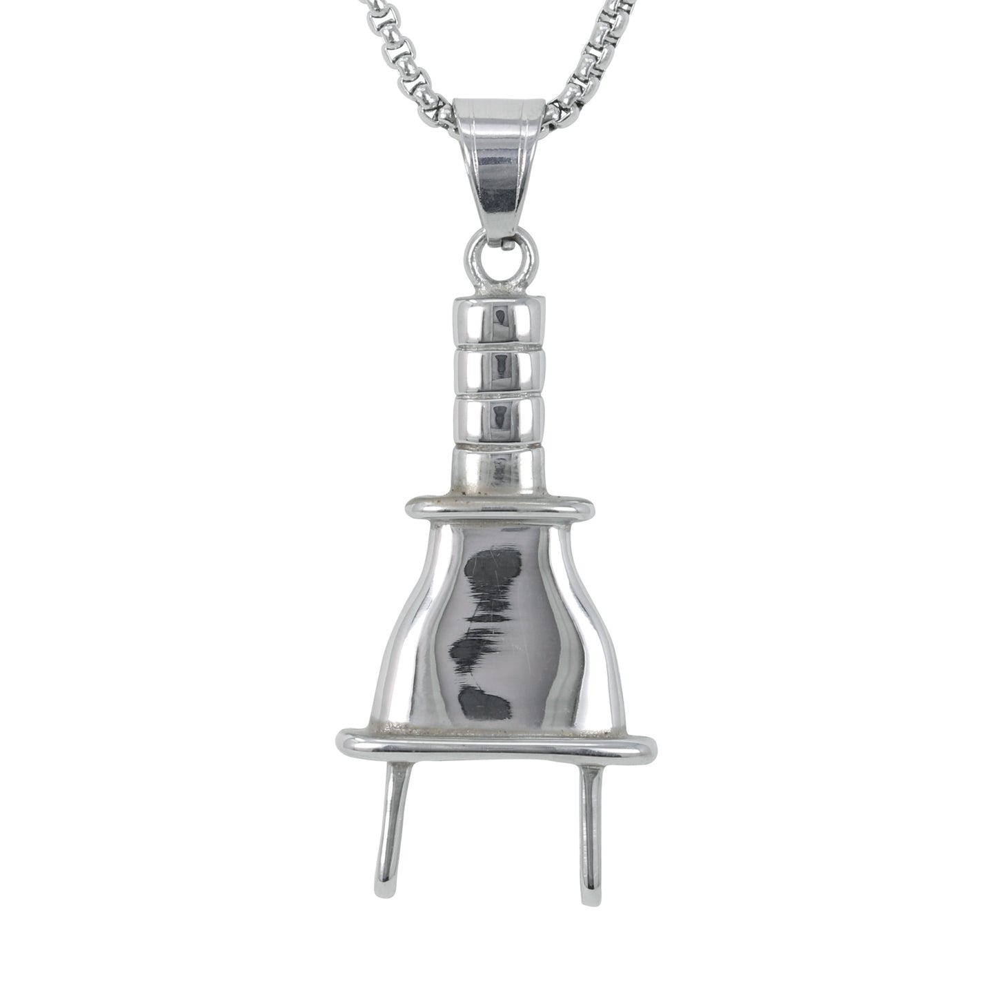 Medium Plug Necklace with 3mm Round Box Chain 24" - SCP-266**