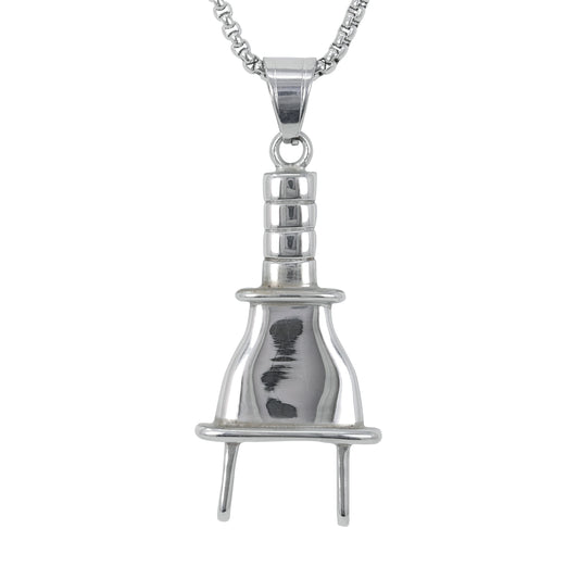 Medium Plug Necklace with 3mm Round Box Chain 24" - SCP-266**