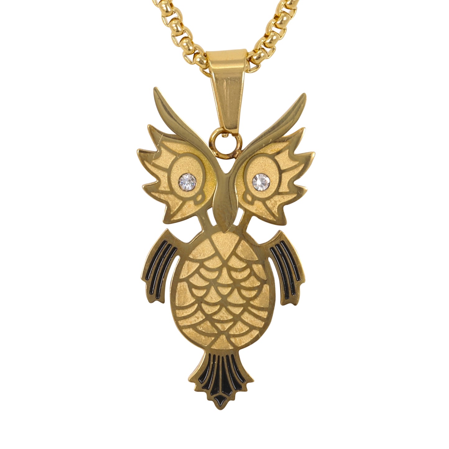 Medium Owl Necklace with 3mm Round Box Chain 24" - SCP-267**
