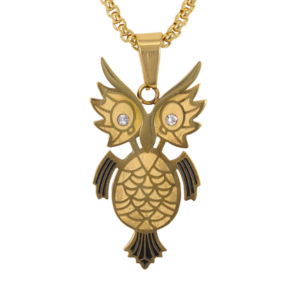 Medium Owl Necklace with 3mm Round Box Chain 24" - SCP-267**