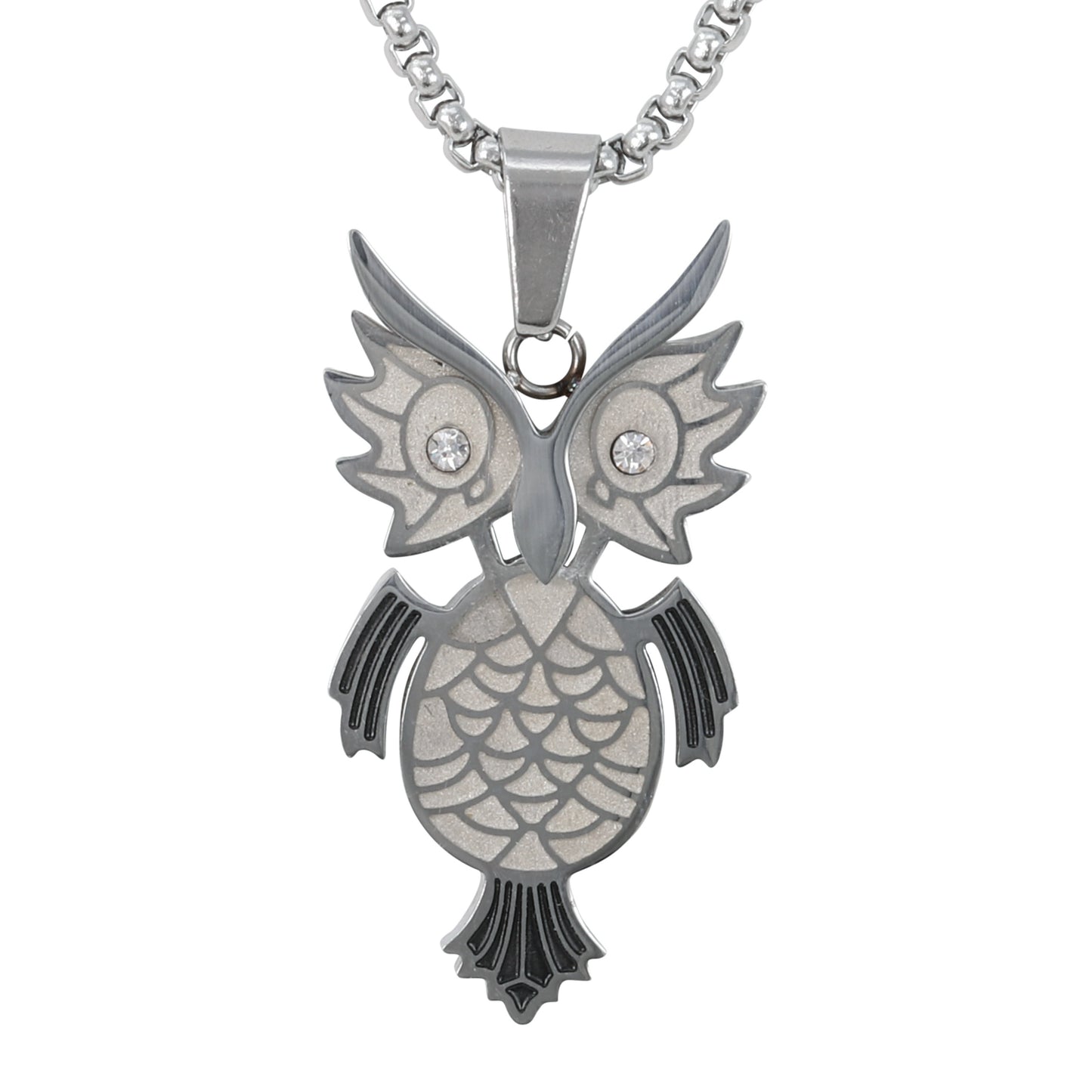 Medium Owl Necklace with 3mm Round Box Chain 24" - SCP-267**