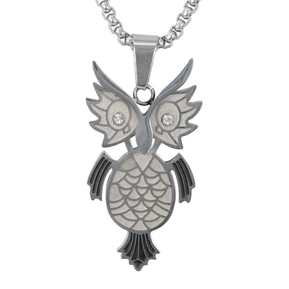 Medium Owl Necklace with 3mm Round Box Chain 24" - SCP-267**