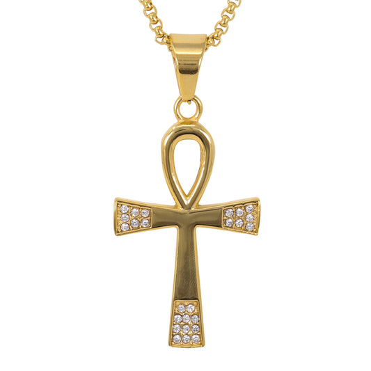 Medium Cross Necklace with 3mm Round Box Chain 24" - SCP-268