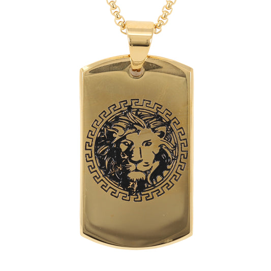 Medium Lion Necklace with 3mm Round Box Chain 24" - SCP-274**