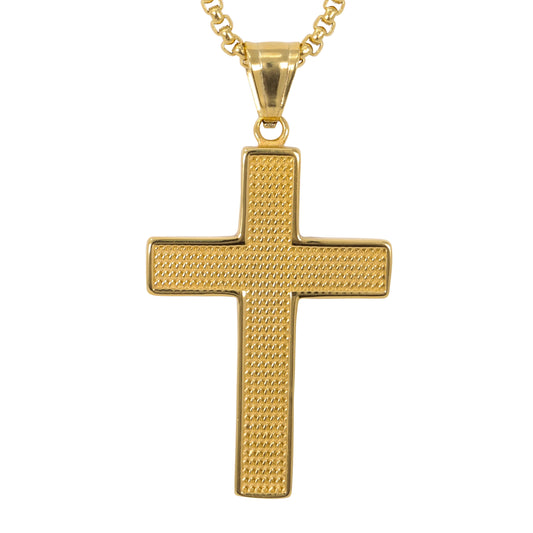 Medium Cross Necklace with 3mm Round Box Chain 24" - SCP-275**