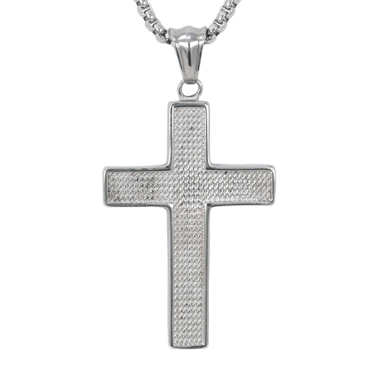 Medium Cross Necklace with 3mm Round Box Chain 24" - SCP-275**