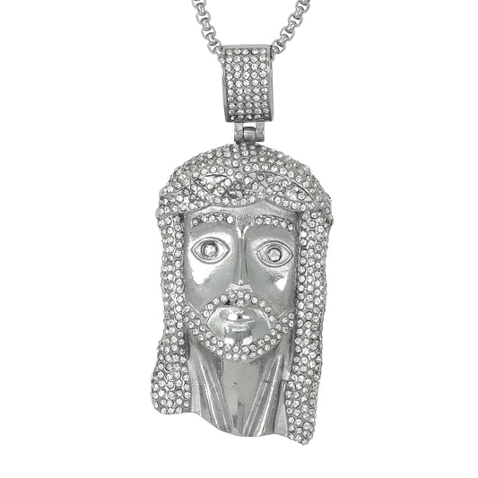 Large Jesus Necklace with 3mm Round Box Chain 24" - SCP-3001**