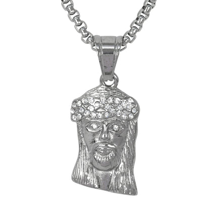 Large Jesus Necklace with 3mm Round Box Chain 24" - SCP-3006