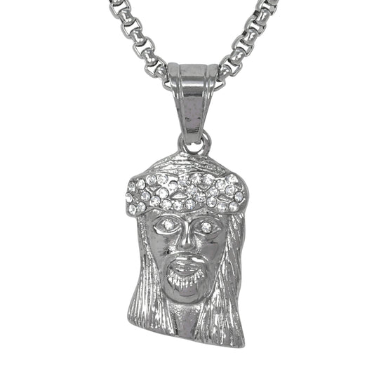 Large Jesus Necklace with 3mm Round Box Chain 24" - SCP-3006