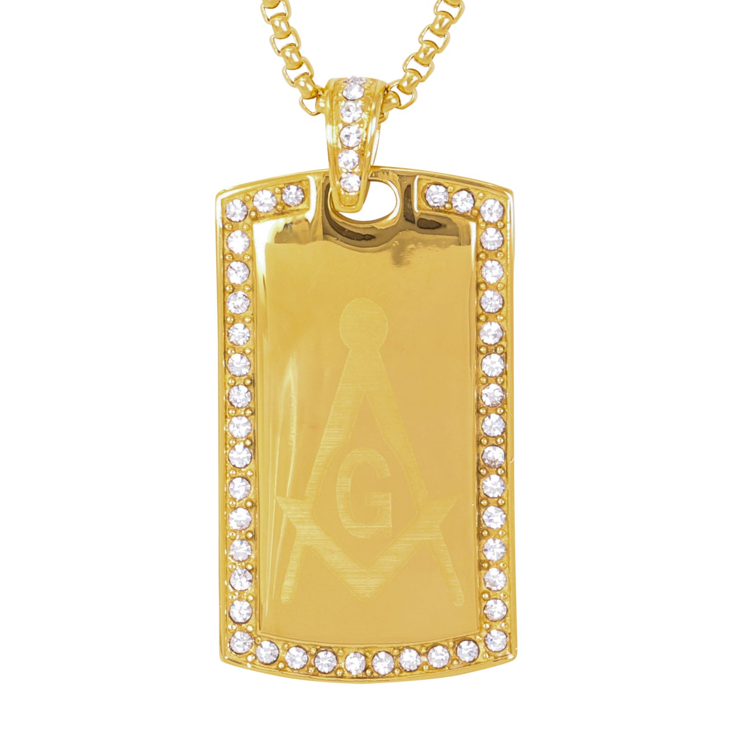 Large Free Mason Necklace with 3mm Round Box Chain 24" - SCP-3010**