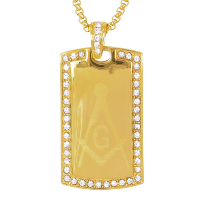 Large Free Mason Necklace with 3mm Round Box Chain 24" - SCP-3010**