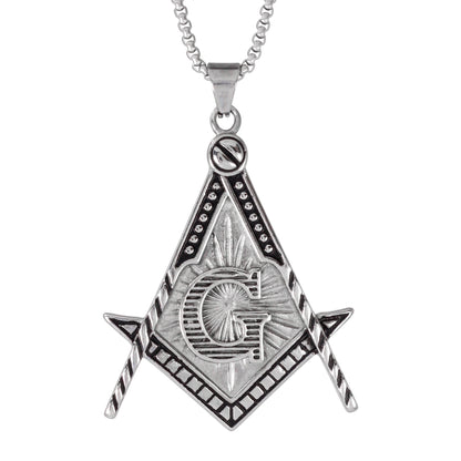 Large Free Mason Necklace with 3mm Round Box Chain 24" - SCP-3011