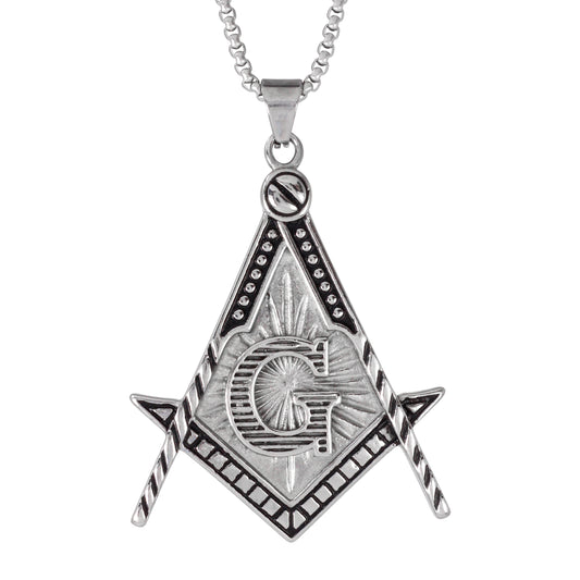 Large Free Mason Necklace with 3mm Round Box Chain 24" - SCP-3011