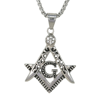Large Free Mason Necklace with 3mm Round Box Chain 24" - SCP-3012