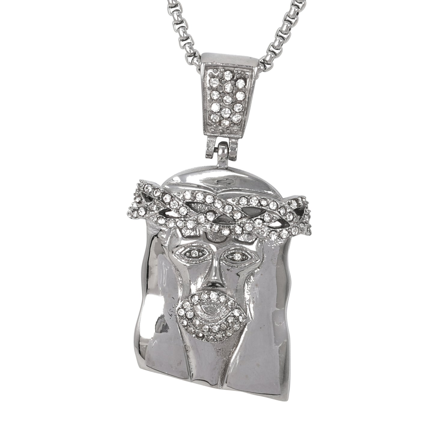 Large Jesus Necklace with 3mm Round Box Chain 24" - SCP-3021**