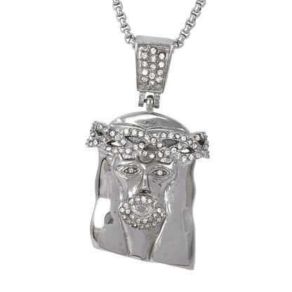 Large Jesus Necklace with 3mm Round Box Chain 24" - SCP-3021**