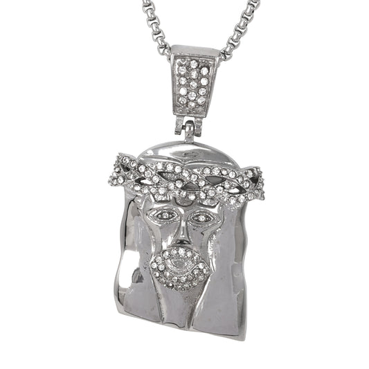 Large Jesus Necklace with 3mm Round Box Chain 24" - SCP-3021**