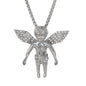 Large Angel Necklace with 3mm Round Box Chain 24" - SCP-3024**