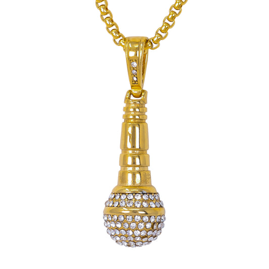 Large Music Necklace with 3mm Round Box Chain 24" - SCP-3030