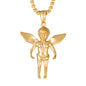 Large Angel Necklace with 3mm Round Box Chain 24" - SCP-3034**