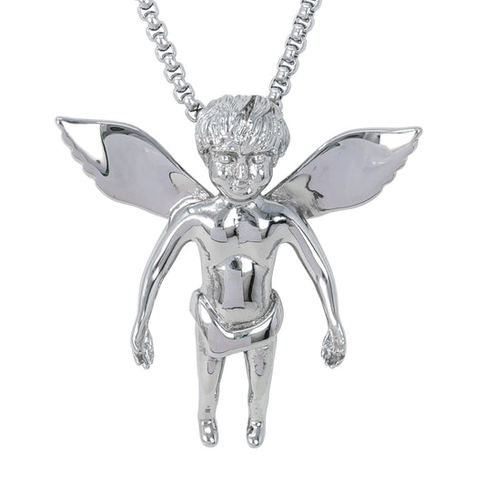 Large Angel Necklace with 3mm Round Box Chain 24" - SCP-3034**