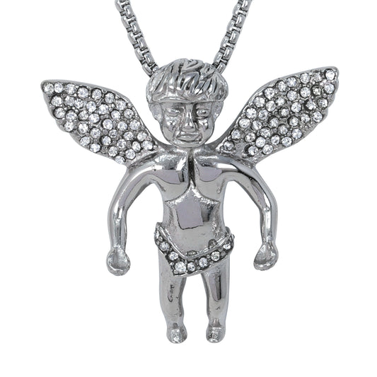 Large Angel Necklace with 3mm Round Box Chain 24" - SCP-3035**