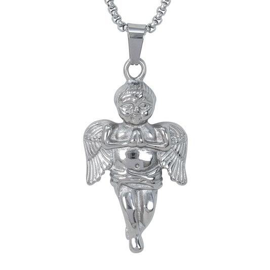 Large Angel Necklace with 3mm Round Box Chain 24" - SCP-3036**