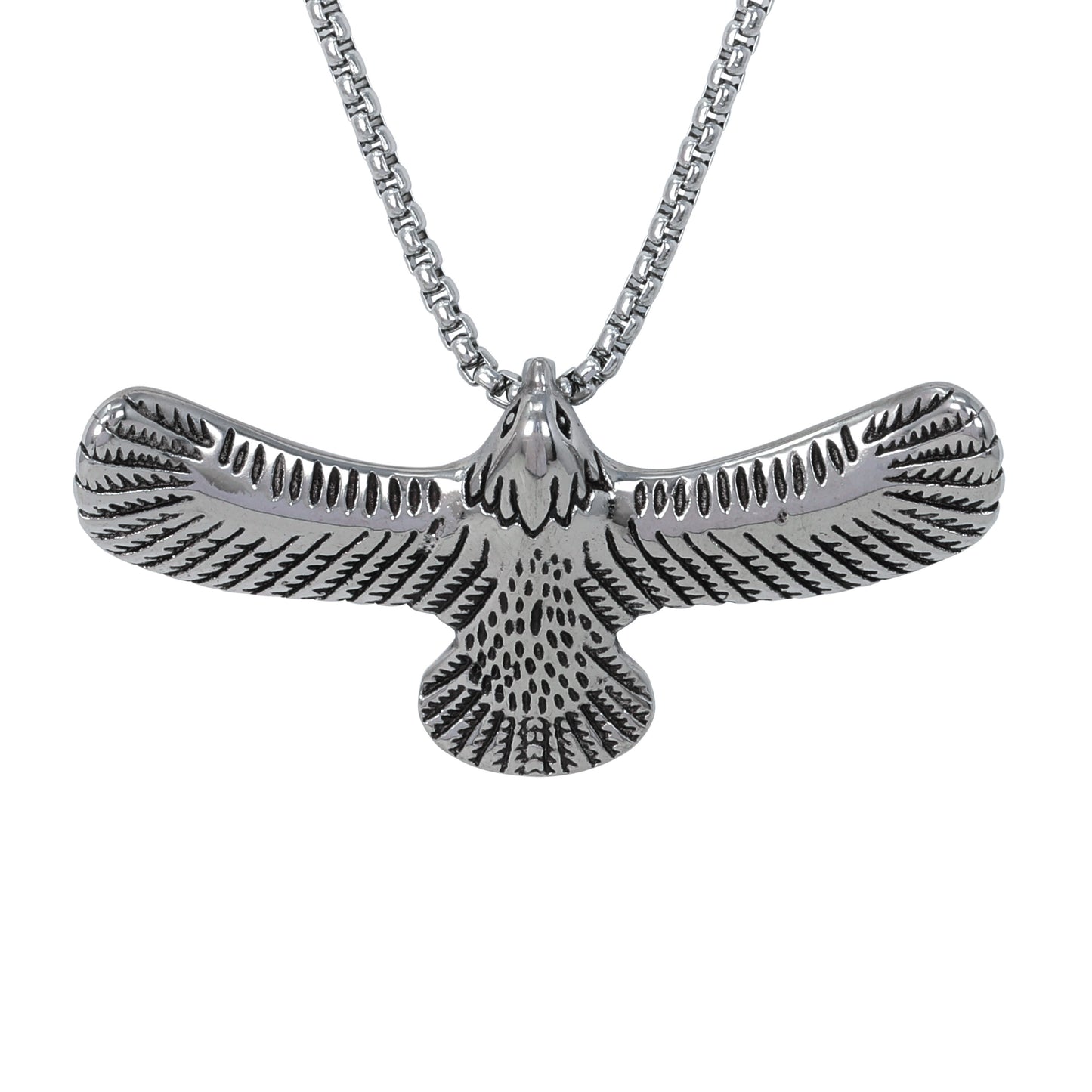 Large Hawk Necklace with 3mm Round Box Chain 24" - SCP-3038**